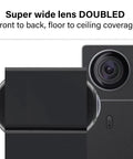 Full Coverage 360 Indoor Security Camera With Two Way Audio, 1080p HD Live Video, showing dual super wide lenses for full room view