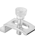 Heavy Duty Aluminum Storm Door Panel Clip with Knurled Thumb Screw, part of set of eight for secure window frames, DIY fix.