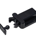 Black ABS plastic 4-Pack Push To Open Cabinet Latch Catches For Drawers And Doors Touch Release No-Handle Mechanism shown disassembled