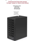Eight Bay External Sata Hard Drive Enclosure Features No Sweat Setup With Hot Swap Trays And Smart Cooling Fan For Lightning Fast Usb Three Gigabit File Swaps And Smooth Data Transfers, sturdy metal design.