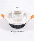 DJVHSRI Recessed Lighting Housing Trim Kits Recessed Spot Lamp Commercial Business Show Energy Saving Embedded Ceiling Panel Lamp Household Decoration Led Downlight,White Light_7,Natural Light_7w, close-up view of round downlight with dimensions.