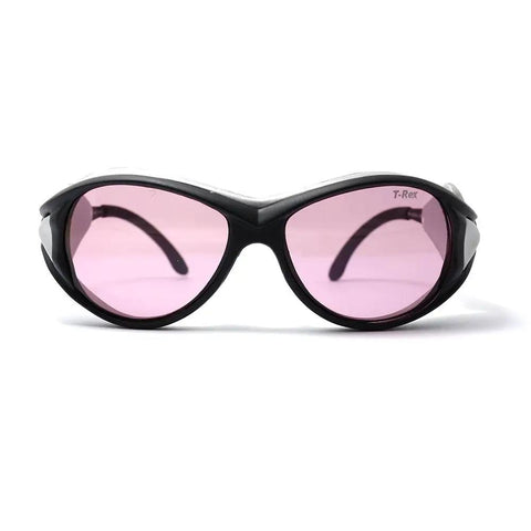 Kickass Protective Laser Safety Goggles For 808 NM Infrared Diode Lasers designed with pink lenses, front view, secure fit for laser protection.