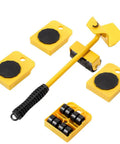 Vivicreate Heavy Duty Furniture Mover Kit With Wheels And Sliders For Moving Sofas Beds And Cabinets Includes Roller Dolly Tool To Slide Large Appliances Like Washing Machines Easy Lifter Helper In Yellow components, including lifting arm and rubberized rollers.