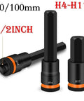 Top Notch Heavy Duty Hex Socket Adapter Kit Made From Tough Chrome Vanadium Steel For 1/2 Inch Drivers With H4 To H17 Bits In Short 55mm Lengths, Perfect For Factory Work And Auto Repairs That Need Real Grit And Precision., H4-H17 hex socket adapters for 1/2 inch drive, 55mm chrome vanadium steel