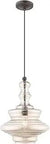 Art Glass 18.5 Inch One Light Mini Pendant In English Bronze Finish With Champagne Glass Hand Blown Retro Vibe Fixture