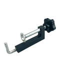 Heavy Duty Aluminum Quick Release Picture Frame Clamp With Right Angle Design And Rock Solid 600 Pound Grip Scratch Free Rubber Pads For No Sweat Woodworking Assembly Green, showing a black and silver clamping tool.