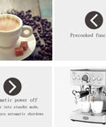 No Sweat Full Auto Bean To Cup Coffee Maker With 19 Bar High Pressure Brewing And Solid Stainless Steel Build For Top Shelf Espresso and Steamed Milk, shown with coffee cup and beans.