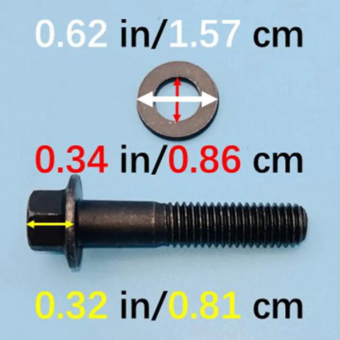 Heavy Gauge Generator Alternator Adjuster Kit With No Sweat Nut Bolt Swap For Kia And Hyundai Rides, bolt and washer dimensions