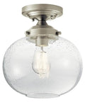 Avery 9.75 Inch One Light Semi Flush Mount with Clear Seeded Glass and Brushed Nickel Finish Ideal for Entryways Hallways Kitchens or Bathrooms Classic Transitional Design with Vintage Industrial Vibe and Ambient Light