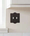 Meadows Greek Revival Light Switch Cover Plate With Old School Vibe, Decorative Border And Curved Edges For Classic Home Decor installed in kitchen