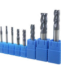 1/32 Inch Carbide Square End Mill Set With 4 Flute HRC 55 AlTiN Coated CNC Router Bits For Alloy Steels And Hardened Steels Pack Of 5