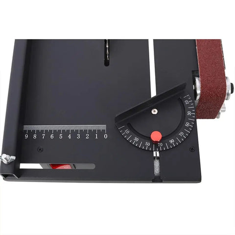 Aynuma Mini Table Saw And Belt Sander Combo 2 In 1 Electric Portable Bench Cutting Machine with angle adjustment dial.