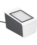 Hands Free Desktop Barcode Scanner USB Wired QR Code Reader For PC And POS with voice prompts, 0 to 350mm reading depth.