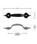 Hammered Black Drawer Pull With Three And One Quarter Inch Centers For Antique Cabinets Dresser Drawers And Desks Made Of Steel With Gloss Black Finish Reproduction Furniture Hardware Easy To Install Includes Mounting Screws Vintage Arrow End Handle