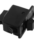 Black universal motorcycle handlebar turn signal switch with headlight control, durable design for scooters and electric bikes.