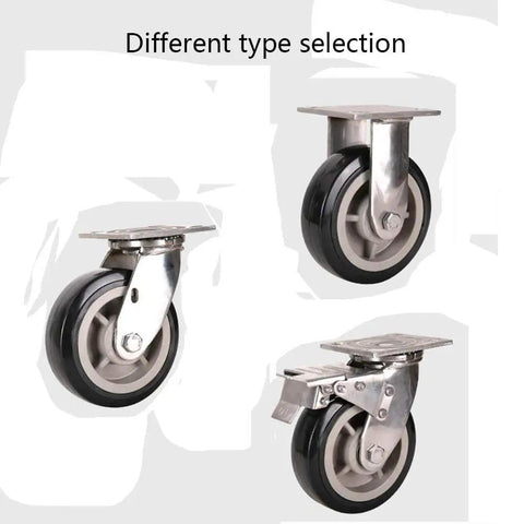 Heavy Duty 304 Stainless Steel Caster Wheels On Flat Plate Cart Rollers, various types with thick bracket design.