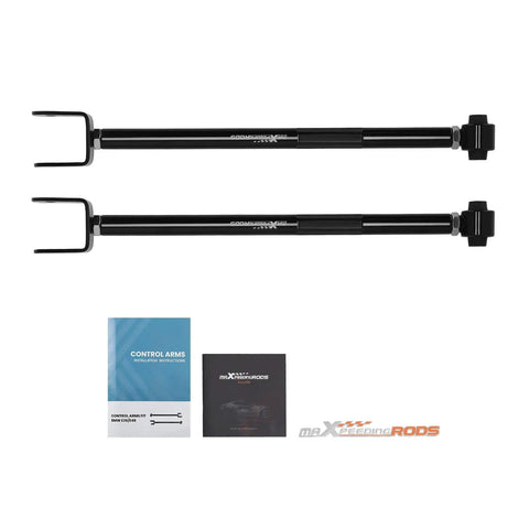 Rear Lower Camber Control Arms For BMW E36 E46 And E89 Z4 - Street-Ready Adjustable Suspension Upgrade For Better Grip And Alignment, Fits 1992-2000 E36, 1999-2005 E46, 2009-2016 Z4, Black. Black adjustable steel camber arms with bushings