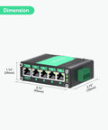Rugged Five Port Gigabit PoE Switch For Solar RV Truck And VoIP Gear With 9 To 54V Input And 48V PoE Output dimensions view