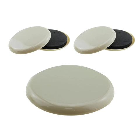 8 Pack Heavy Duty Furniture Sliders Reusable Glide Discs For Chair Couch Table Legs smooth beige glide discs on white background.
