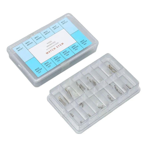 60 Piece Silver Stainless Steel Watch Winding Stem Extender Kit With Storage Box Handy Multi Size Set Durable Replacement Tool
