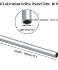 12 Inch Aluminum Tubing Set, 10 Pcs 3/16 OD 1mm Wall Hollow Tubes, 6063 Aluminum Seamless Straight Tubing For DIY Projects, Home Decor