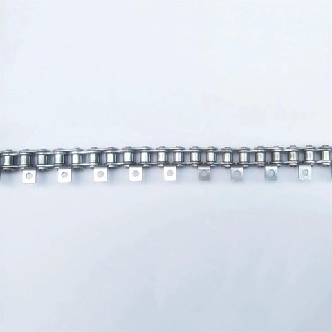 Heavy Duty 1.5Meter Stainless Steel Roller Conveyor Chain With Bending Plates For Industrial Drive Systems And Silent Transmission Power Moves, viewed from above.