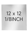 Front view of 304 stainless steel sheet, 12 x 12 inches, 1/8 inch thick with protective film