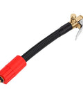 Durable Slim Tire Inflator Extension Hose With M6 Quick Connect Air Chuck for easy tire valve access, 16cm long with red and black design.