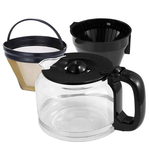 Solid Bean To Cup Coffee Machine Automatic Espresso Brewer Cranks Out 11 To 15 Cups components including glass carafe and filters.