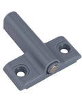 Cabinet Door Damper With Magnetic Tip For Quiet Close And Smooth Soft Close Release Catch shown in grey ABS with screw holes