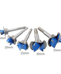 Top Rated Five Piece Forstner Bit Set Delivers Smooth As Butter Hole Boring For Dead Nuts Precise Woodworking Projects With Heavy Duty Hex Shank Fit For Cordless Drills And Bench Tools From 15 To 35 Millimeters, featuring five carbide tipped bits in various sizes.
