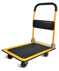 Foldable 360 Degree Swivel Wheel Cart Dolly With Moving Platform Hand Truck For Heavy Loads, Portable push cart, yellow flatbed