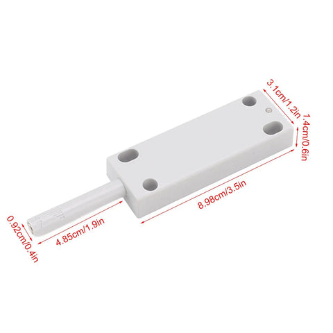 Magnetic Touch Push Open Latch With Adjustable 30 To 50 Newtons Suction for cabinets and drawers, side view with measurements
