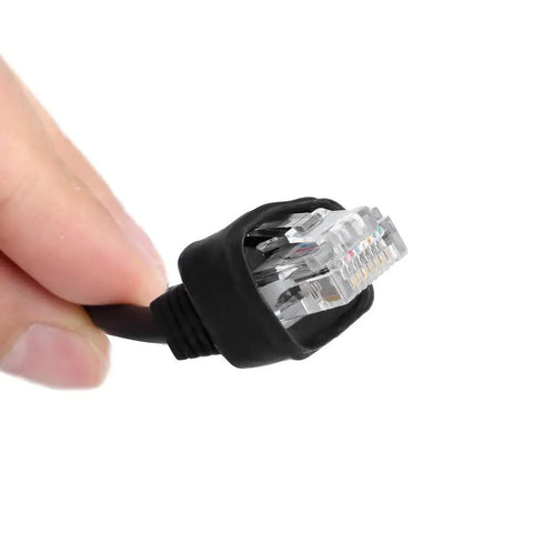 Close-up of connector for Handheld Microphone Speaker For Two Way Radios Compatible With Yaesu FT 817 FT 900 FT 450D
