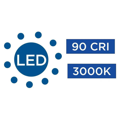 LED icon with 90 CRI and 3000K blue labels for 6-Inch Outdoor LED Cylinder Wall Sconce 2-Light Up And Down Mount.