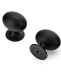 Legit Heavy Duty Matte Black Cabinet Knobs And Drawer Handles 5 Pack Solid Aluminum Pulls smooth oval shapes on white background.