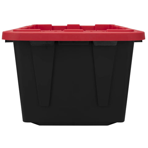 Heavy Duty 27 Gallon Storage Bin 2 Pack Large Plastic Container With Secure Snap On Lid Industrial Home Organization Tote Box side view
