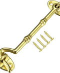 Brass Hook and Eye Latch for Gate Door Window Cabinet with Mounting Screws, golden brass latch with screws included.