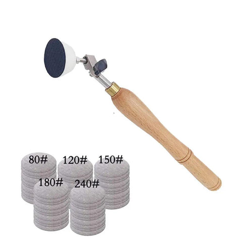 Beast Bowl Sander Kit For Woodworking With 2 Inch Hook And Loop Pad 11.8 Inch Hardwood Handle Including 50 Sandpaper Discs