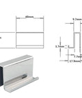 Glass Door Clip On Handles 4 Pack Stainless Steel Cabinet Pulls 1.6 Inches Long 0.75 Inches Wide, product dimensions and design