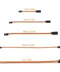 Three Pin Servo Extension Cable Set With Male To Female Connectors Five Lengths 6cm 15cm 30cm 50cm 100cm Angled Design For Easy Plug And Play Install On Servo Boards And Remote Control Projects displayed in various lengths.