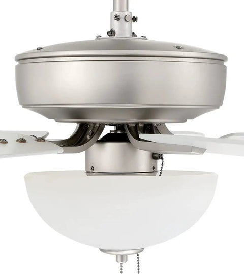 Pro Plus 52 Inch Ceiling Fan With LED Light Kit And Pull Chain close-up view showing motor and light fixture.