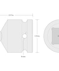 Three Quarter Inch Drive To One Half Inch Impact Reducer for Socket Sets with Ball Detent Retention, size diagram view.