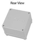 Rear view of Outdoor IP67 Waterproof Junction Box With Mounting Plate, Weatherproof ABS Project Box 3.9 x 3.9 x 3 Inches.