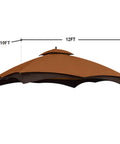 Replacement Gazebo Canopy Top for Lowe's Allen Roth Gazebo 2012 2016 GF12S004B1 Rust Red, 12x10 ft RipLock fabric