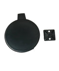 Straight Plug Front Tow Hook Trailer Towing Cover Cap For Tesla Model 3 2017 Through 2019, solid black composite top view.