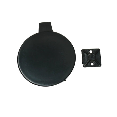 Straight Plug Front Tow Hook Trailer Towing Cover Cap For Tesla Model 3 2017 Through 2019, solid black composite top view.