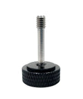M4 X20mm Captive Screws With Knurled Thumb Heads 4 Pack Black Aluminum Body Stainless Steel Threads, black knurled thumb screw with silver shaft.