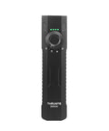 Front view of Go-To 3-In-1 Flat EDC Flashlight With 1600 Lumen White LED, Green Beam And UV, black body with control buttons visible.