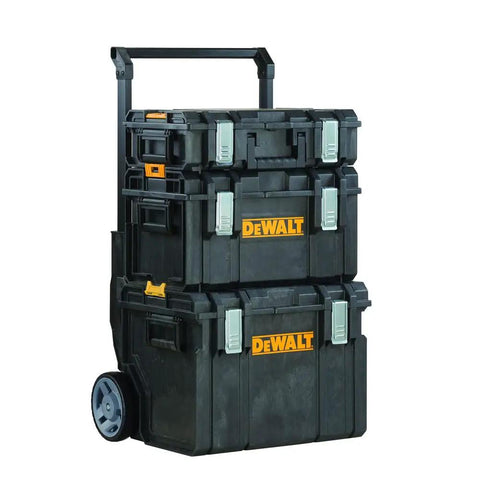 Rugged ToughSystem Tool Box With Pull Back Lid For Maximum Storage Non Detachable Lid Wide Grip Handle on wheels